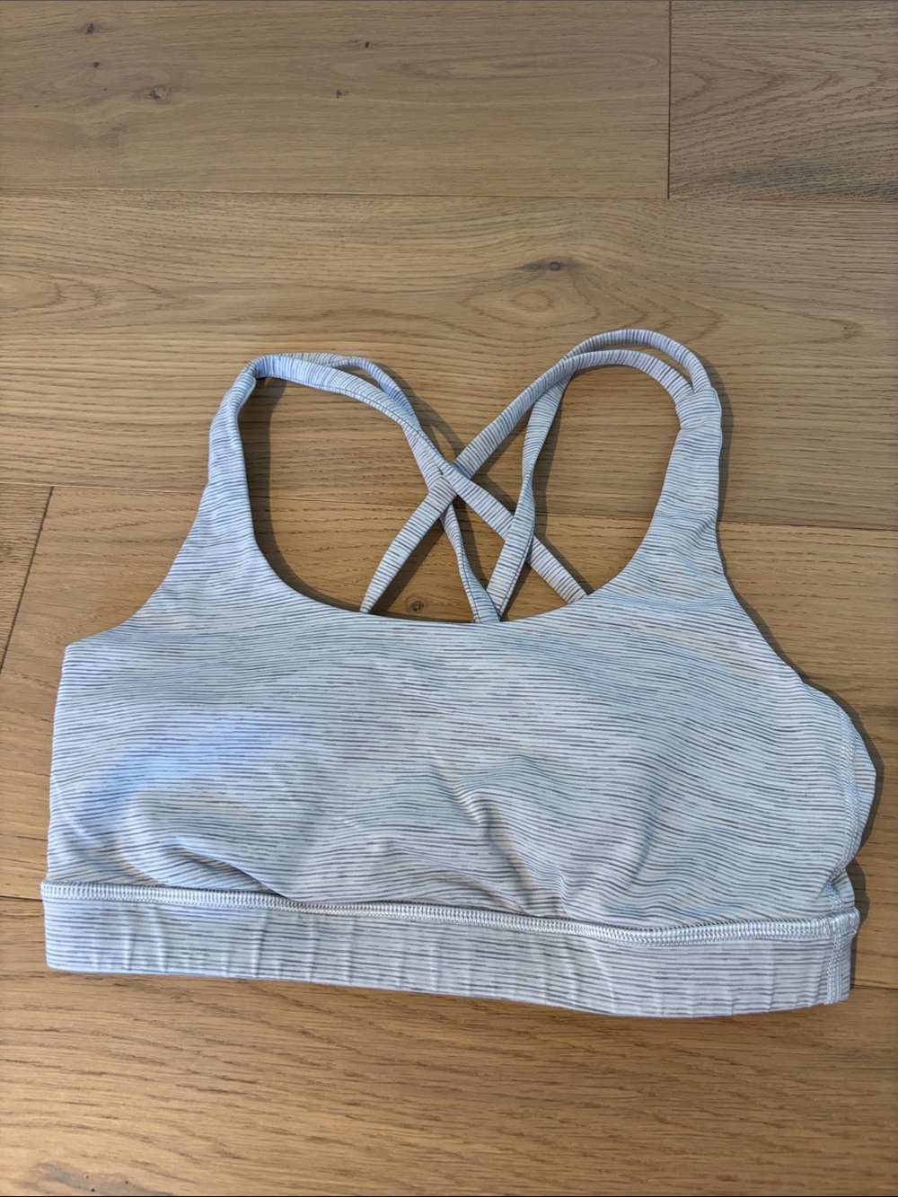Women’s Lululemon Light Gray Striped Crisscross Sports Bra